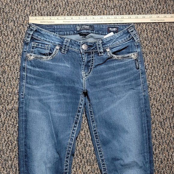 Silver AIKO Mid Slim Boot Cut Fluid Denim Jeans Size 29 - Picture 13 of 15